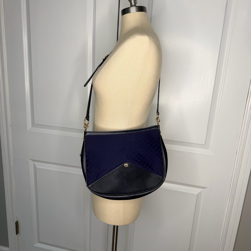 Vintage Gucci Navy Shoulder Bag Crossbody Bag Blue GG Monogram Canvas